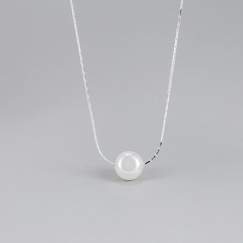 Collar de Plata de Ley 925 con Perla de Agua Dulce para Mujer Cadena de Clavícula Estilo Coreano Minimalista Joyería Regalo