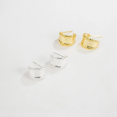 S925 Argent Sterling Boucles d'Oreilles Créoles Larges Femmes Minimaliste Plaqué Or 18K Vintage Texturé Forme U Bijoux