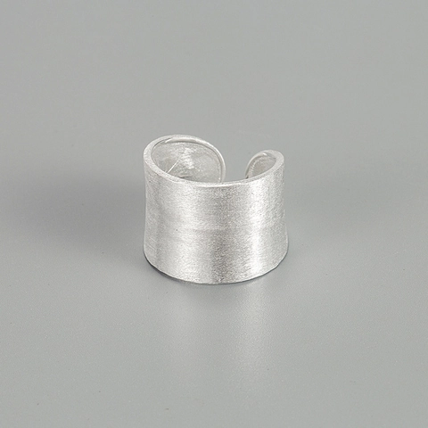 925 Sterling Silver Brushed Matte Open Ring For Women Minimalist Geometric Adjustable Finger Ring Niche Design Jewelry