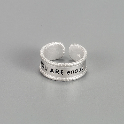 925 Sterling Silber Inspirierendes Zitat Offener Ring Für Damen Minimalistisch Matt Mattiert Geflochtene Struktur Verstellbarer Ring Schmuck