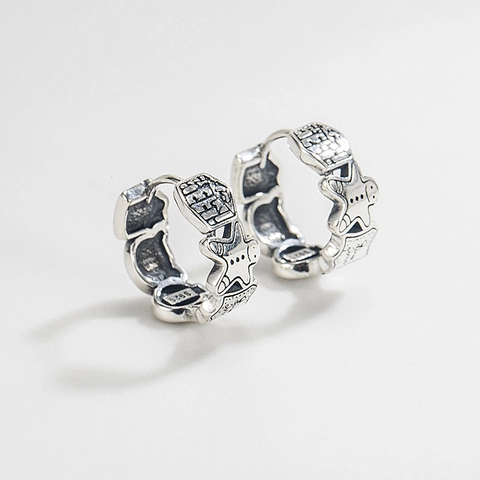 925 Sterlingsilber Lebkuchenmann Ohrringe Vintage Oxidiert Weihnachtsbaum Sterne Damen Mode Schmuck Geschenk