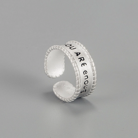 925 Sterling Silber Inspirierendes Zitat Offener Ring Für Damen Minimalistisch Matt Mattiert Geflochtene Struktur Verstellbarer Ring Schmuck
