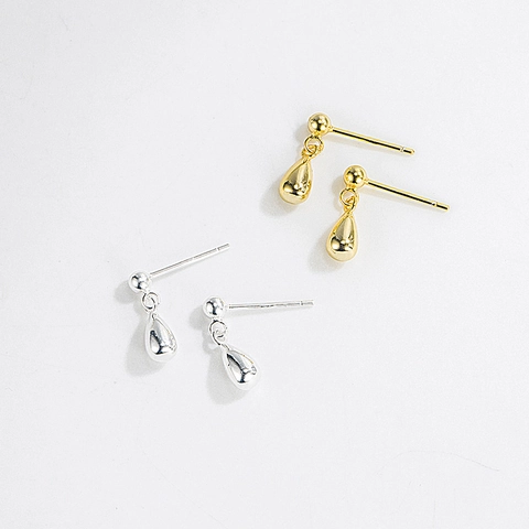S925 Sterling Silver Water Drop Stud Earrings For Women Minimalist 18K Gold Plated Teardrop Dangle Fashion Jewelry Earrings