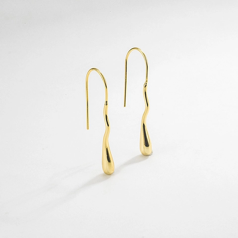 925 Sterling Silver Irregular Wave Water Drop Earrings For Women Elegant Gold Silver Plated Long Dangle Earrings Jewelry Gift