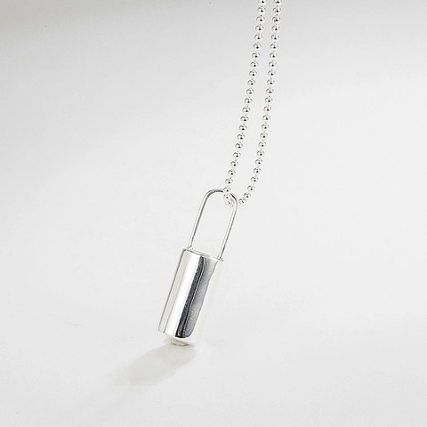 Collar con Colgante de Candado de Plata de Ley S925 para Mujer Minimalista Chapado en Oro 18K Cadena de Bolas Joyería