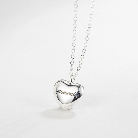 Minimalist 925 Sterling Silver Heart Pendant Necklace Moment Letter Engraving Elegant Link Chain For Women Fashion Jewelry