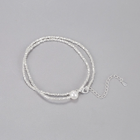 Collar de Plata de Ley 925 con Perla de Agua Dolce Natural para Mujer Gargantilla Minimalista de Plata Triturada Joyería
