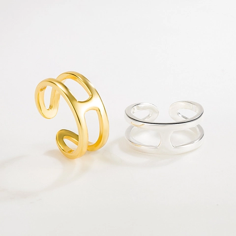 Minimalist 925 Sterling Silver H Letter Ring For Women Korean Ins Style Geometric Open Adjustable Finger Ring Fashion Jewelry