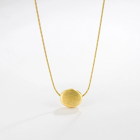 Collana con Ciondolo a Fagiolo Spazzolato in Argento Sterling S925 Catena Girocollo Geometrica Minimalista per Gioielli da Donna