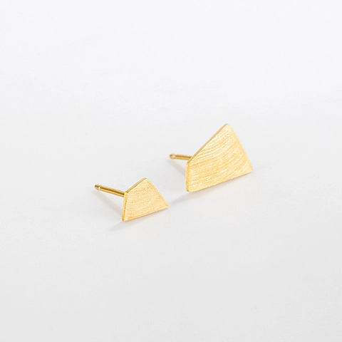 Pendientes de Botón Polígono Geométrico de Plata de Ley 925 Cepillados Irregulares Asimétricos para Mujer Joyería Minimalista