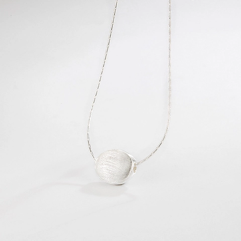 Collana con Ciondolo a Fagiolo Spazzolato in Argento Sterling S925 Catena Girocollo Geometrica Minimalista per Gioielli da Donna