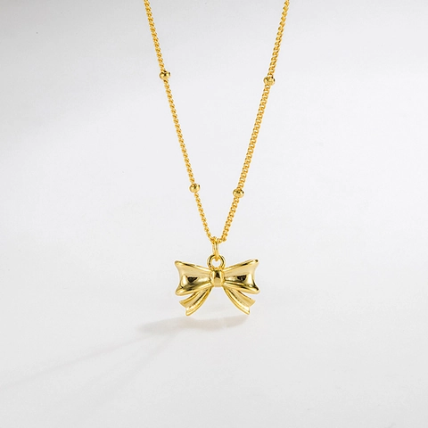 925 Sterling Silver Bow Pendant Necklace For Women Minimalist Bowknot Clavicle Chain Elegant Fashion Jewelry Wedding Gift