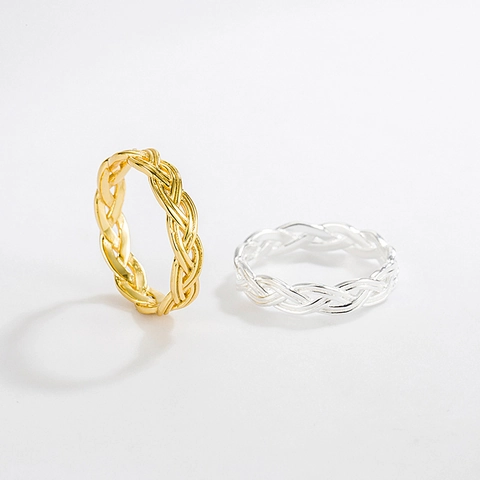 925 Sterlingsilber Geflochtener Gedrehter Offener Ring Für Damen Verstellbarer Minimalistischer Geometrischer Fingerring Ins Stil Schmuck