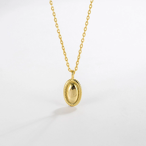 Collana con Pendente a Chicco di Caffè in Argento Sterling 925 Minimalista Geometrica Catenina da Clavicola per Donna Gioielli