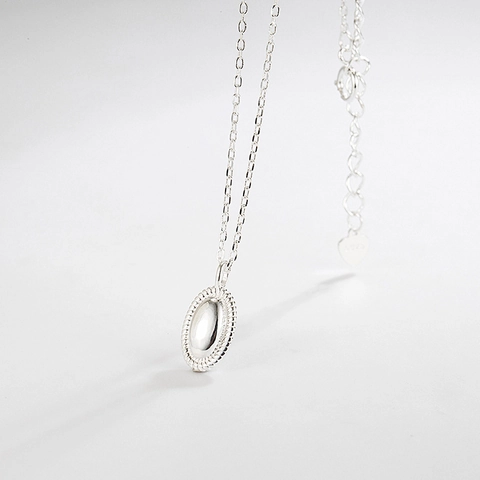 Collana con Pendente a Chicco di Caffè in Argento Sterling 925 Minimalista Geometrica Catenina da Clavicola per Donna Gioielli