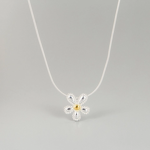 Collana Margherita in Argento Sterling S925 per Donna Piccolo Ciondolo a Fiore Catena Minimalista Gioielli Coreani