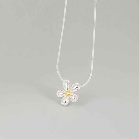 Collana Margherita in Argento Sterling S925 per Donna Piccolo Ciondolo a Fiore Catena Minimalista Gioielli Coreani