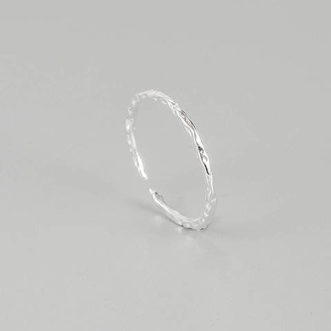 925 Sterlingsilber Unregelmäßige Gehämmerte Textur Offener Ring Für Damen Minimalistisch Verstellbar Falten Ring Schmuck