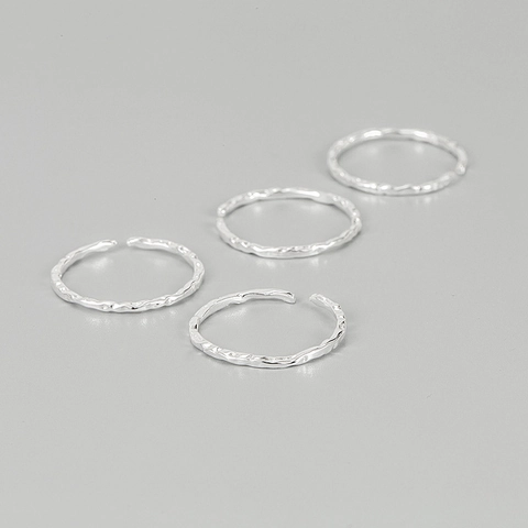 925 Sterlingsilber Unregelmäßige Gehämmerte Textur Offener Ring Für Damen Minimalistisch Verstellbar Falten Ring Schmuck