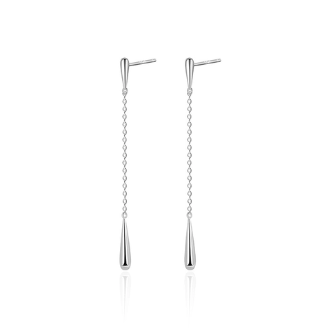 Pendientes de Línea de Oreja con Borla Larga de Plata de Ley 925 Gota de Agua Geométrica Minimalista Pendientes Colgantes para Mujer Joyería Regalo