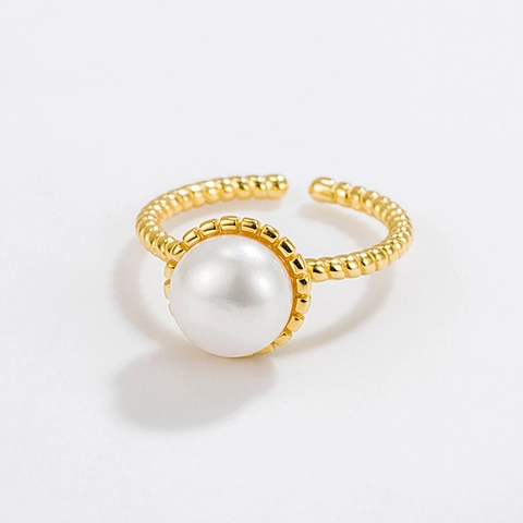 925 Sterling Silber Süßwasserperle Offener Ring Für Damen Minimalistisch Verstellbar Gedrehtes Seil Design Eleganter Schmuck