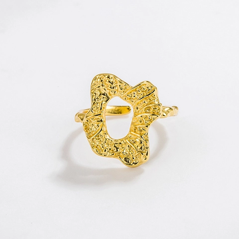 925 Sterling Silver Irregular Molten Texture Ring For Women Adjustable Open Geometric Finger Ring Korean Ins Style Gift