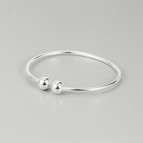 925 Sterlingsilber Minimalist Armreif Doppelte Rundperle Offener Verstellbarer Armreif Für Damen Mode Schmuck