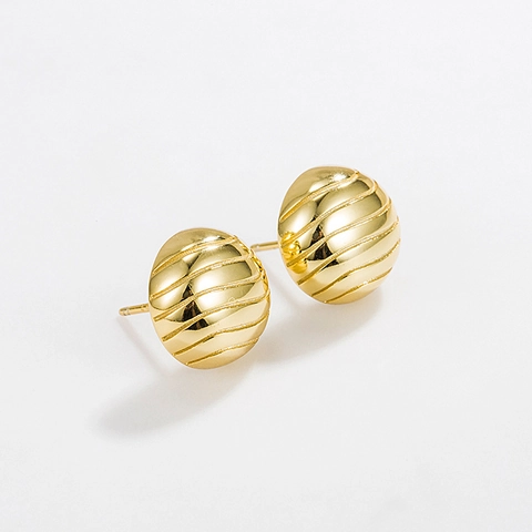 Pendientes de Botón Redondos Ondulados de Plata de Ley 925 Joyas de Oreja Geométricas para Mujer Estilo Coreano