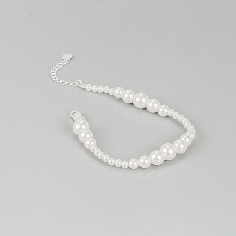 925 Sterling Silver Artificial Pearl Bracelet For Women Minimalist Elegant Heart Pendant Adjustable Chain Bracelet Sweet Jewelry Gift
