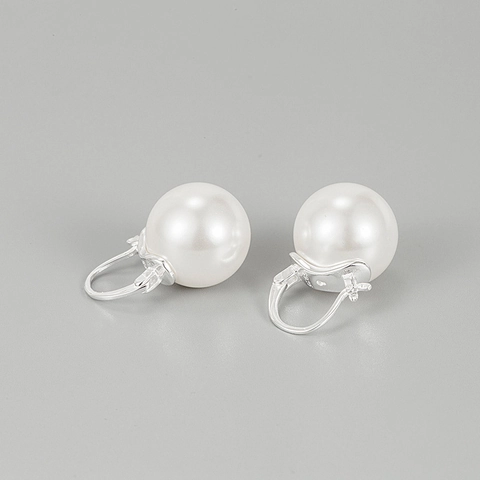 Pendientes Colgantes de Plata de Ley 925 con Perla Artificial Redondos Gancho Chic Minimalista Joyería de Moda para Mujer