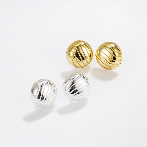 Pendientes de Botón Redondos Ondulados de Plata de Ley 925 Joyas de Oreja Geométricas para Mujer Estilo Coreano