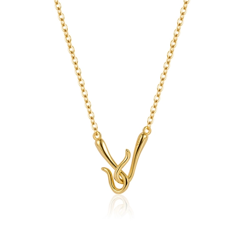 Collar con Colgante Entrelazado de Plata de Ley 925 Minimalista para Mujer Cadena de Clavícula Geométrica Bañada en Oro