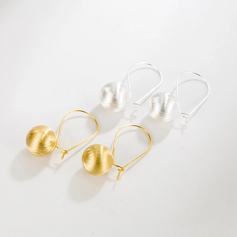 Orecchini a Goccia in Argento Sterling 925 con Sfera Spazzolata Orecchini a Sfera Minimalisti per Donna Gioielli di Moda