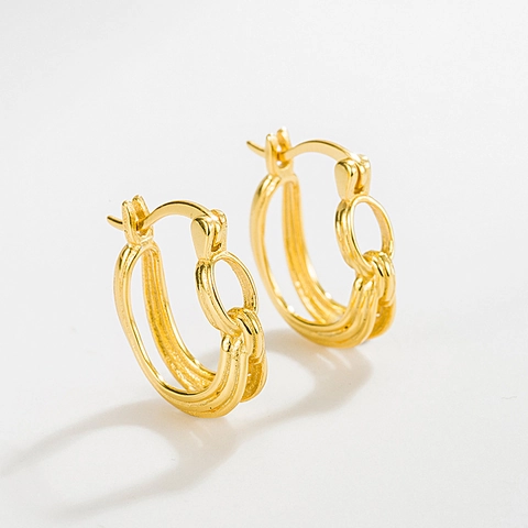 S925 Sterling Silver Geometric Hollow Double Line Hoop Earrings French Minimalist Light Luxury Fashion Earrings For Women