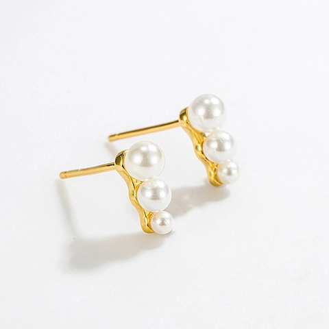 Orecchini a Bottone in Argento Sterling 925 con Perle Artificiali per Donna Minimalisti Placcati Oro 18K Orecchini con Perle Sfumate Gioielli