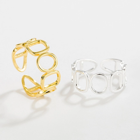 925 Sterlingsilber Geometrischer Offener Ring Modern Unregelmäßig Breit Verstellbar Fingerring Mode Schmuck Für Damen