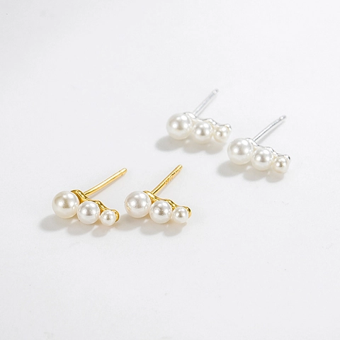 Orecchini a Bottone in Argento Sterling 925 con Perle Artificiali per Donna Minimalisti Placcati Oro 18K Orecchini con Perle Sfumate Gioielli