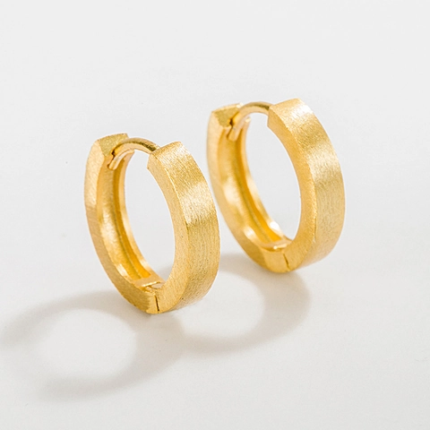 Orecchini a Cerchio in Argento Sterling 925 per Donna Placcati in Oro 18K Spazzolato Geometrici Tondi Gioielli Moda