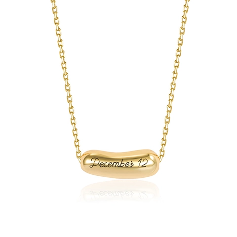 925 Sterlingsilber Minimalistische Bohnen Anhänger Halskette Gravierte Buchstaben Datum Erbse Schlüsselbeinkette Für Damen Mode Schmuck Zubehör