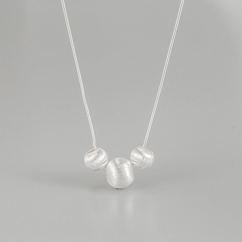 Collana Con Pendente a Tripla Sfera Spazzolata in Argento Sterling 925 Per Donna Catena a Serpente Minimalista Gioielli Raffinati