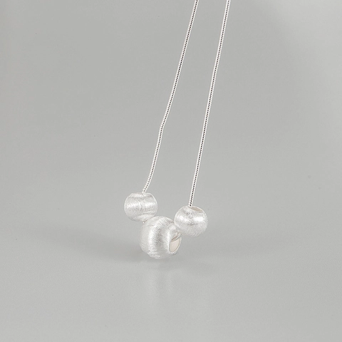 Collana Con Pendente a Tripla Sfera Spazzolata in Argento Sterling 925 Per Donna Catena a Serpente Minimalista Gioielli Raffinati