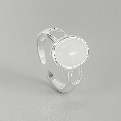 S925 Sterlingsilber Ovaler Katzenaugenstein Ring Nischendesign Vintage Einfach Luxus Gefühl Offen Einstellbar Schmuck Für Damen