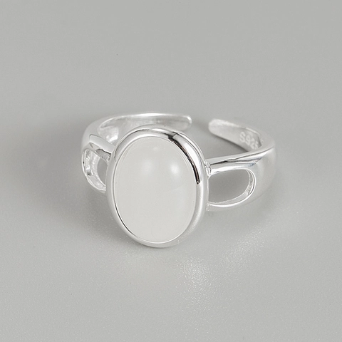S925 Sterlingsilber Ovaler Katzenaugenstein Ring Nischendesign Vintage Einfach Luxus Gefühl Offen Einstellbar Schmuck Für Damen