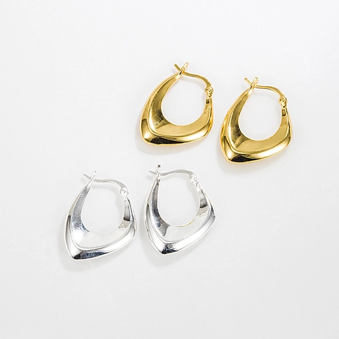 Pendientes de Aro Cuadrados Irregulares Geométricos de Plata de Ley 925 Para Mujer Minimalista Estilo Ins Joyería de Moda Pulida