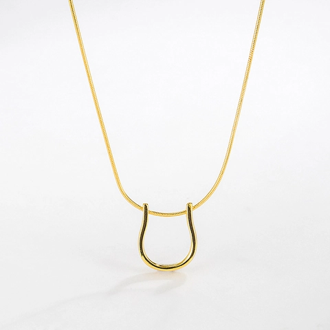Collar de Colgante de Herradura de Plata de Ley 925 para Mujer Elegante Cadena de Serpiente Chapada en Oro 18K Joyería