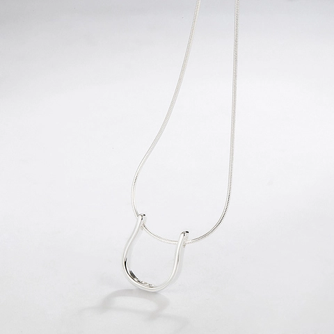 Collar de Colgante de Herradura de Plata de Ley 925 para Mujer Elegante Cadena de Serpiente Chapada en Oro 18K Joyería