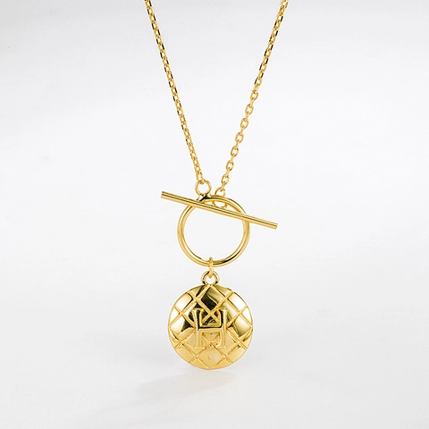 Collar de Pendiente de Letra H Redondo Acolchado de Plata de Ley 925 Minimalista Para Mujer Joyería de Cierre de Barra Elegante Retro