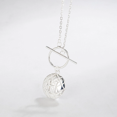 Collar de Pendiente de Letra H Redondo Acolchado de Plata de Ley 925 Minimalista Para Mujer Joyería de Cierre de Barra Elegante Retro