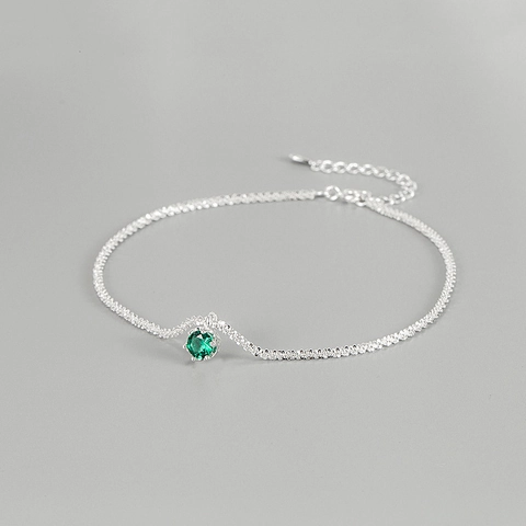 S925 Sterlingsilber Fußkettchen für Damen mit Buntem Strass Anhänger Funkelnde Verstellbare Geometrische Fußkette Schmuck Geschenk