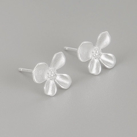 S925 Sterlingsilber Waldstil Süße Gardenia Blume Ohrstecker Für Damen Matt Sandgestrahlt Botanischer Schmuck Geschenk